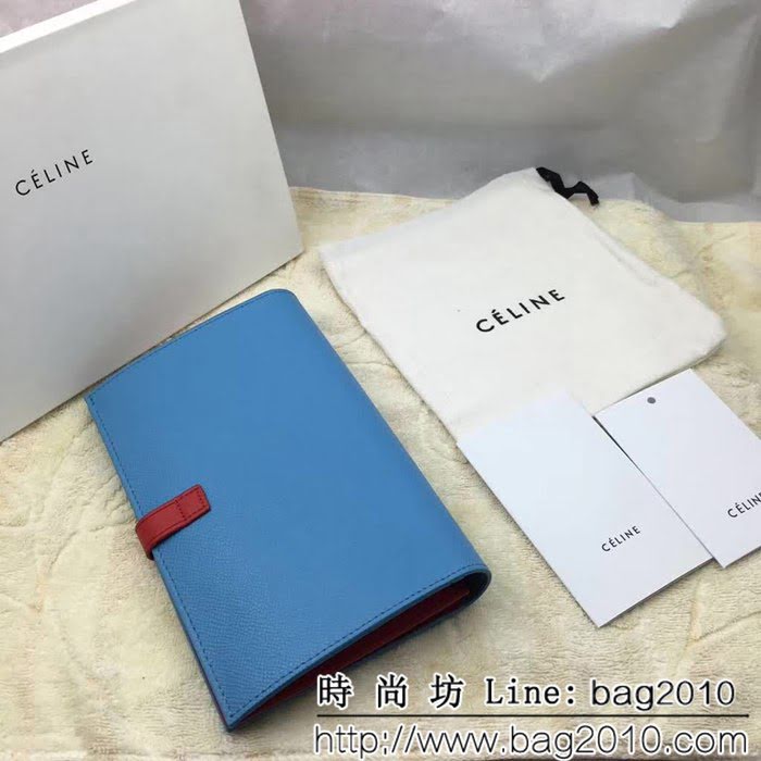 CELINE賽琳原單 專櫃 手掌紋牛皮搭扣拼色錢夾 4148 SL1687